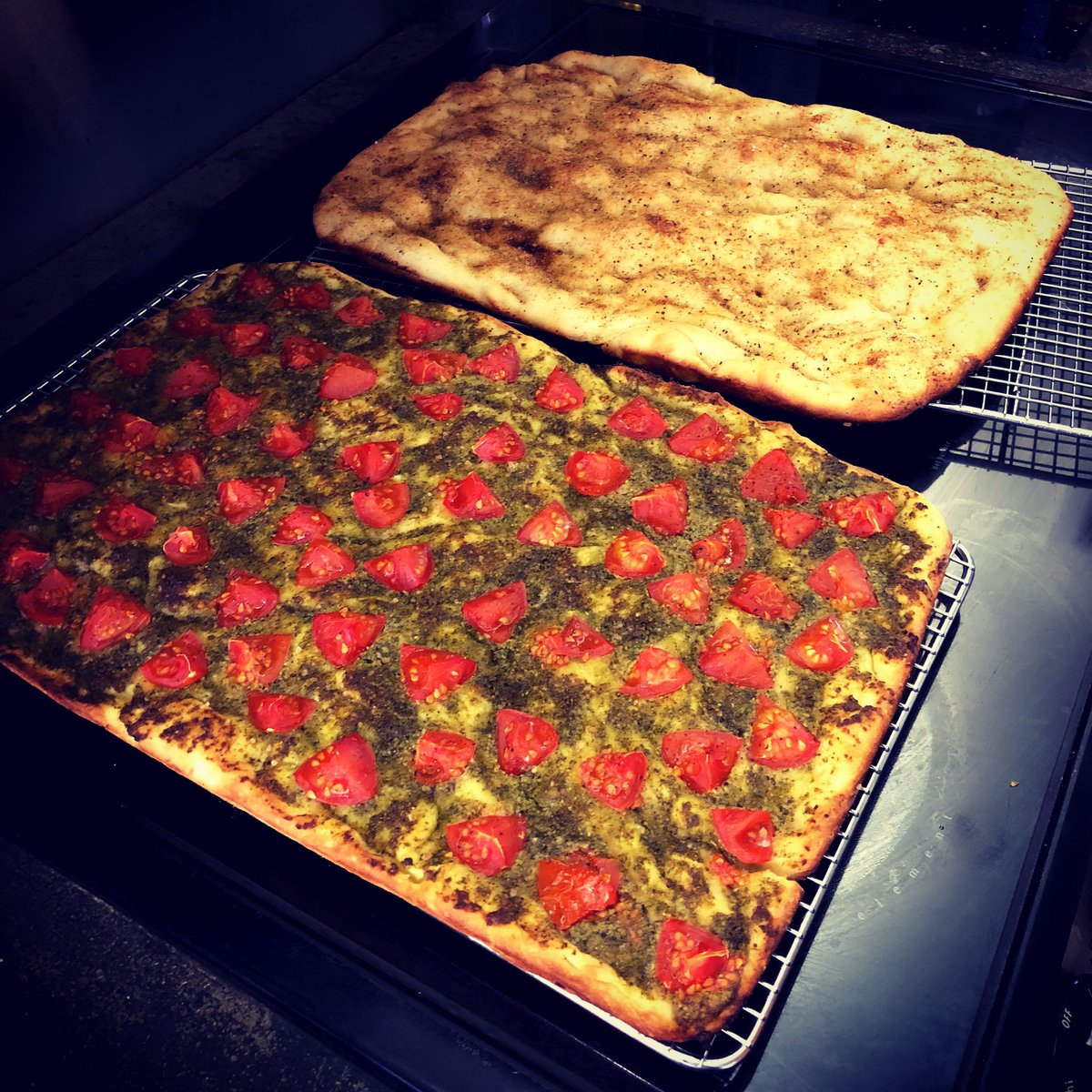 Pesto &amp; tomato. Mixed spices. #Focaccia #pandemicpounds #bread