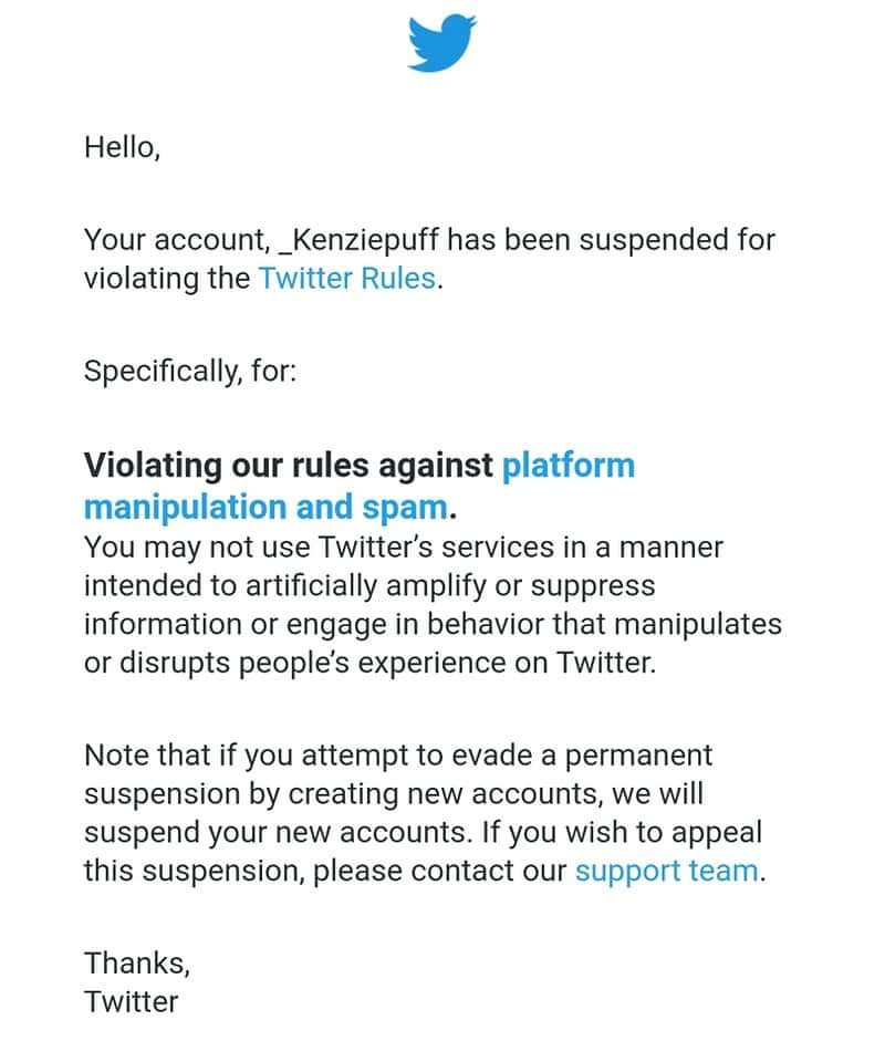 @Austenouttaten @Travis_Tyree @neoconremover_ @appledoglives @shitbiscuit @_Kenziepuff Mack was definitely suspended. From here Facebook page.