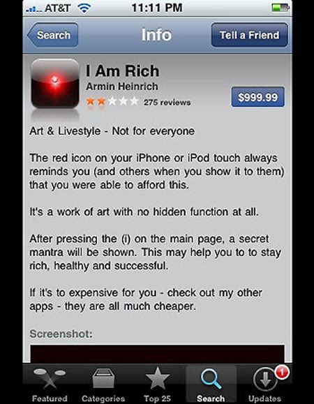 Screenshot of I am rich