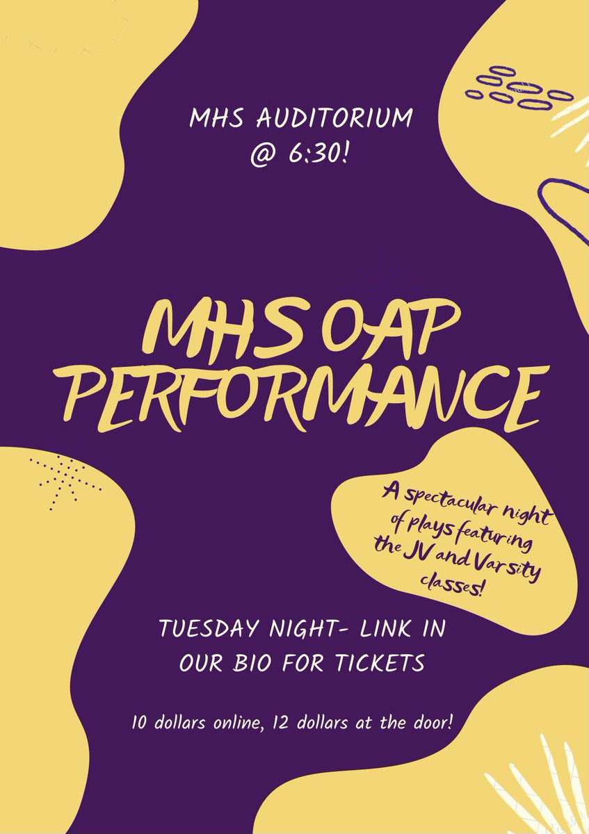 We are so excited for a night of one act plays! Tickets are at montgomerytheatre.ludus.com ! 💜🎭
