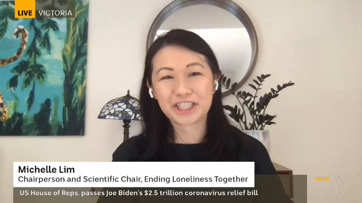 Ending Loneliness Together (@endlonelinessau) on Twitter photo We need a national coordinated response to tackle loneliness in Australia. A dedicated #Minister of #Loneliness can help efforts to elevate the issue. Watch <a href="/drmichellehlim/">Michelle Lim</a> speaking on <a href="/BreakfastNews/">News Breakfast</a> with <a href="/fauziah_ibrahim/">Fauziah Ibrahim</a> <a href="/johanna_nic/">Johanna Nicholson</a> #EndingLonelinessTogether We need a national coordinated response to tackle loneliness in Australia. A dedicated #Minister of #Loneliness can help efforts to elevate the issue. Watch <a href="/drmichellehlim/">Michelle Lim</a> speaking on <a href="/BreakfastNews/">News Breakfast</a> with <a href="/fauziah_ibrahim/">Fauziah Ibrahim</a> <a href="/johanna_nic/">Johanna Nicholson</a> #EndingLonelinessTogether