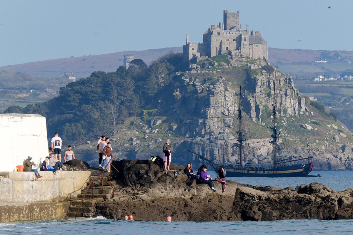 The Tall Ship Phoenix arriving in Penzance this afternoon. Built in 1929 and originally used as an Evangelical Mission Schooner, the ship has more recently starred in tv shows and movies. 
From what I gather, this beautiful ship will be based permanently in Penzance now.