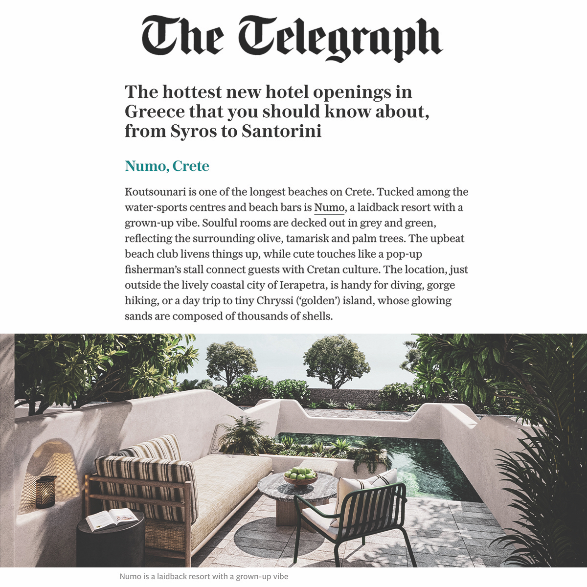 HotelsNumo's tweet photo. Numo Ierapetra @telegraph - The hottest new hotel openings in Greece! #hotel #openings #crete #numoierapetra #numohotels #VisitGreece #Summer2021 #Greeksummer #Greekislands https://t.co/Jw2J8xxFKl