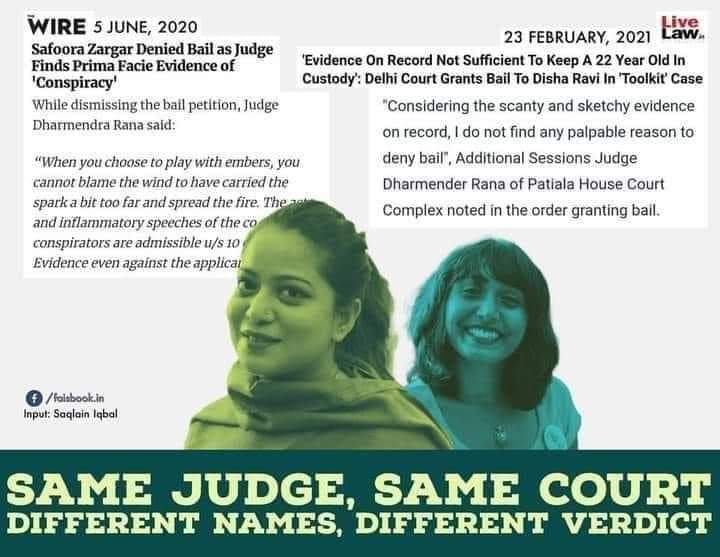 ZahidJagirdar's tweet image. Extremely happy to see Disha Ravi out in bail, but we have not forgotten Safoora. Why they are treated differently? 
#DishaRavi #SafooraZargar 
#FreeNodeepKaur 
#FreeAllPoliticalPrisoners