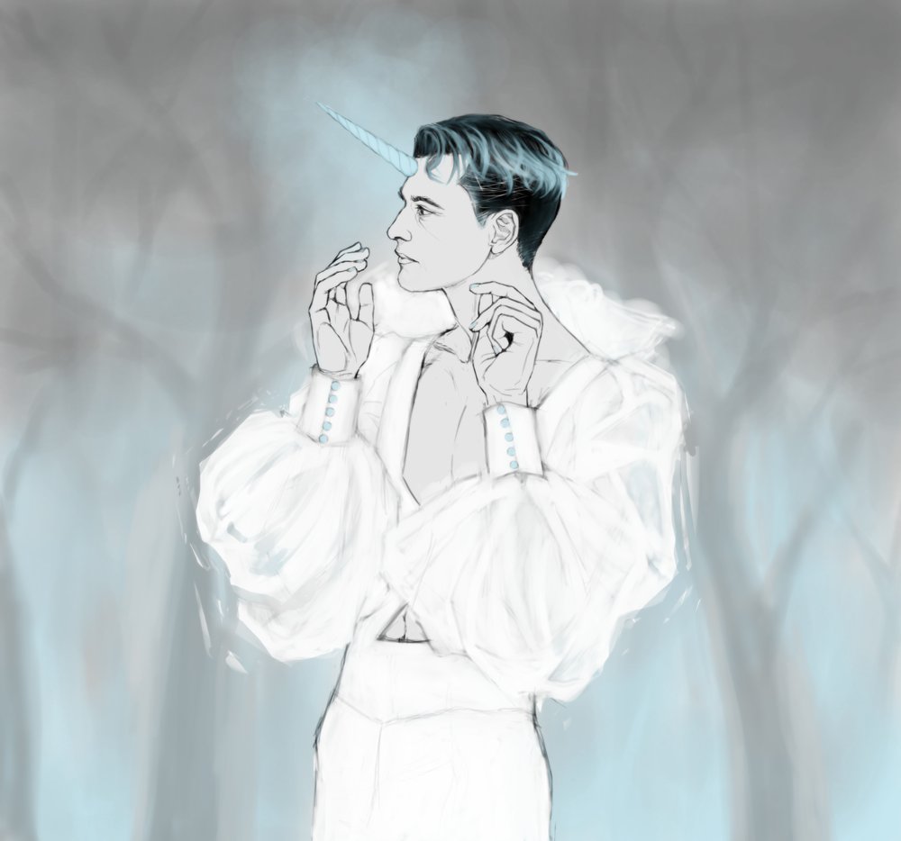 Dont judge me too much, I was heavily sleep deprived when this idea popped into my head and started sketching... 😂 So anyway, a Connor Unicorn is coming your way... Or UniConnor? UniCon?#DetroitBecomeHuman #dbh #ConnorArmy #DechartGames #Connor #RK800 #sketch #android #WIP