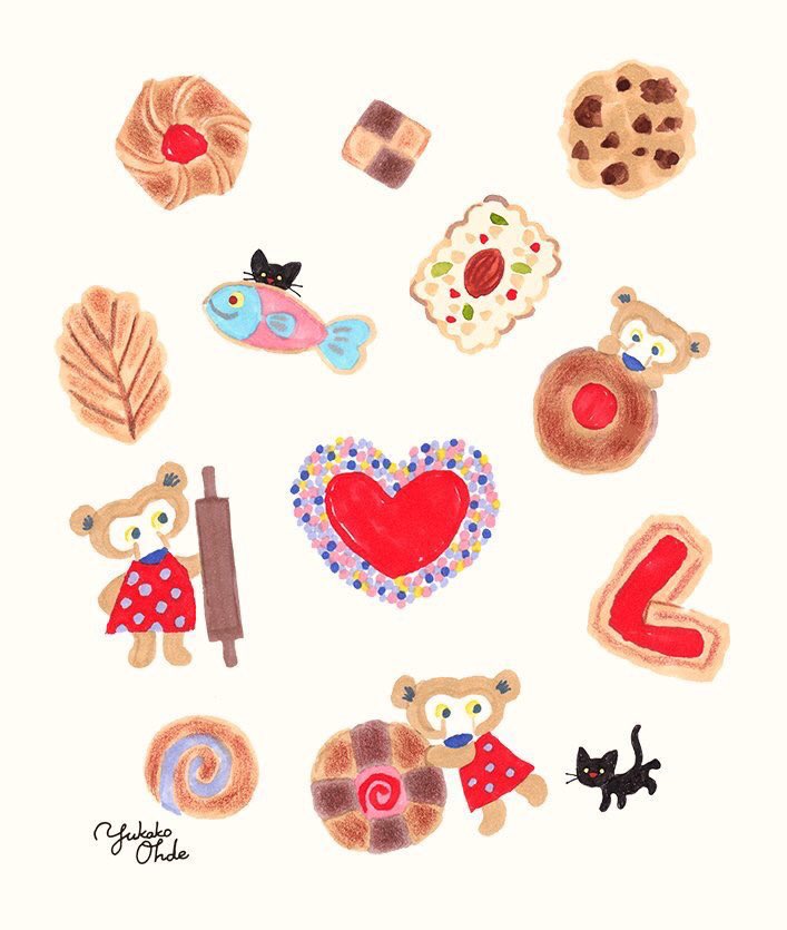 「#ビスケットの日 担当した森永ビスケットたち 」|おおでゆかこ - イラストレーター 絵本作家のイラスト