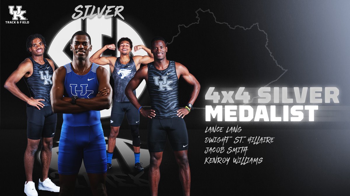 KentuckyTrack's tweet photo. Proud of this group 🥈!

School-record 3:04.67 for Jacob Smith, Kenroy Williams, Lance Lang and Dwight St. Hillaire https://t.co/ehUwiJ1HeI