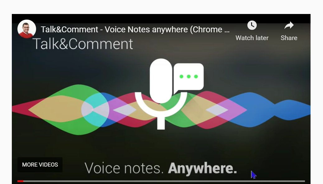 Talk &amp; Comment lets you create voice notes inside any service including Google Docs, Google Classroom, Twitter, Facebook comments, Gmail, YouTube &amp; more!
Record your voice &amp; paste the generated voice link anywhere chrome.google.com/webstore/detai… #ATchat #AssistiveTech #Accessibility