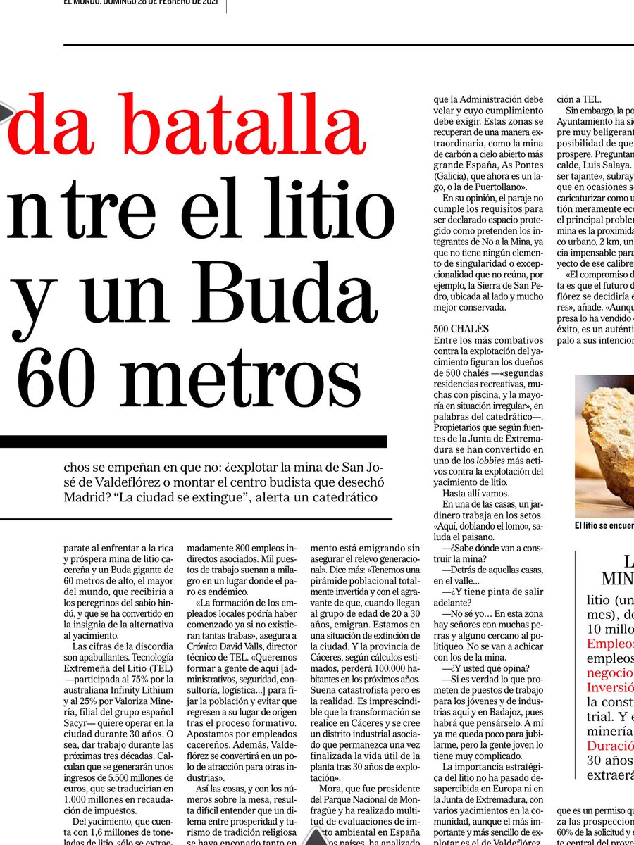 El debate en una Cáceres azotada por el paro es entre dos opciones en las antípodas: una mina de litio y un Buda de piedra gigantesco...
Así lo cuentan en <a href="/Cronica_ElMundo/">Crónica</a> <a href="/JaimeLazaroV/">Jaime Lázaro V.</a> y <a href="/PacoRego/">Paco Rego</a>