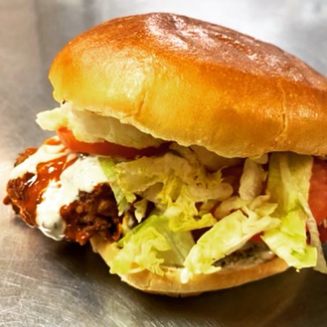 UnionSocial's tweet photo. Our newest Killer Chicken is the  Fried Buffalo Chicken Sandwich!  With Buffalo sauce, lettuce, tomato, gorgonzola ranch. Served with our hand-cut French fries. On for a limited time! #unionsocial #killerchicken #chickensandwich #insauga #torontoeats #stclair #yongeandsheppard https://t.co/EDTcGm6AQU