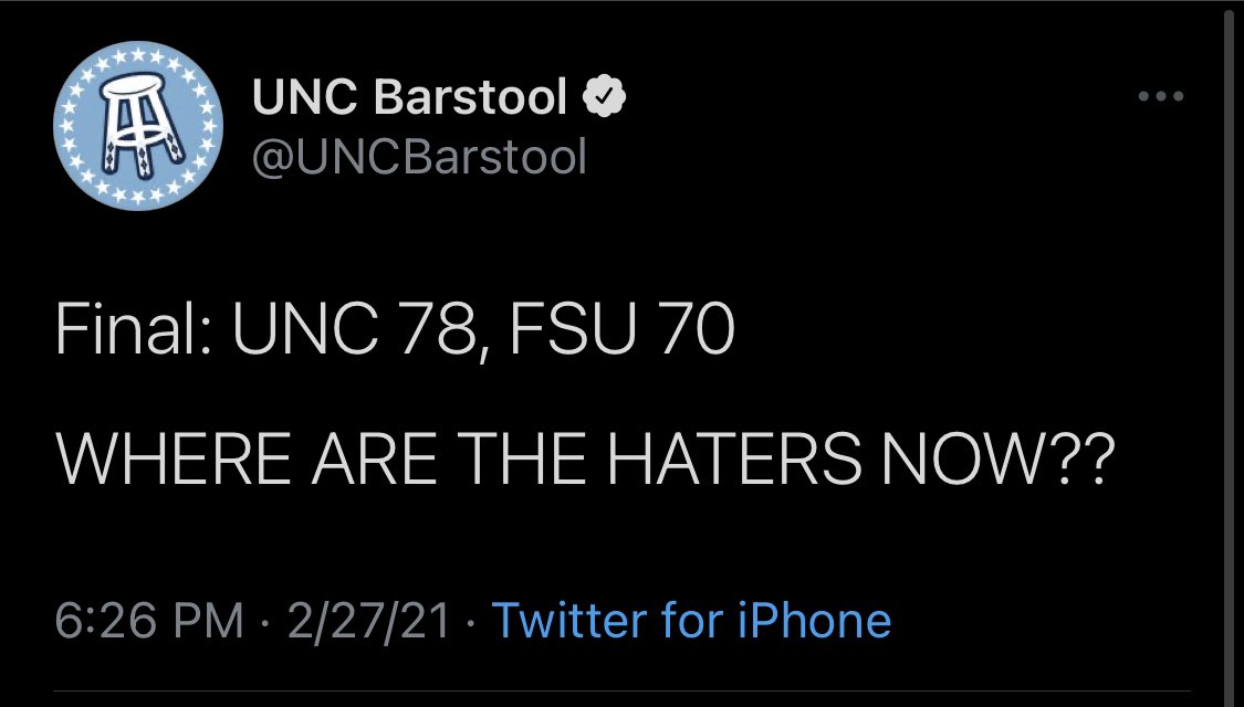 UNCBarstool's tweet image. A story in two parts: