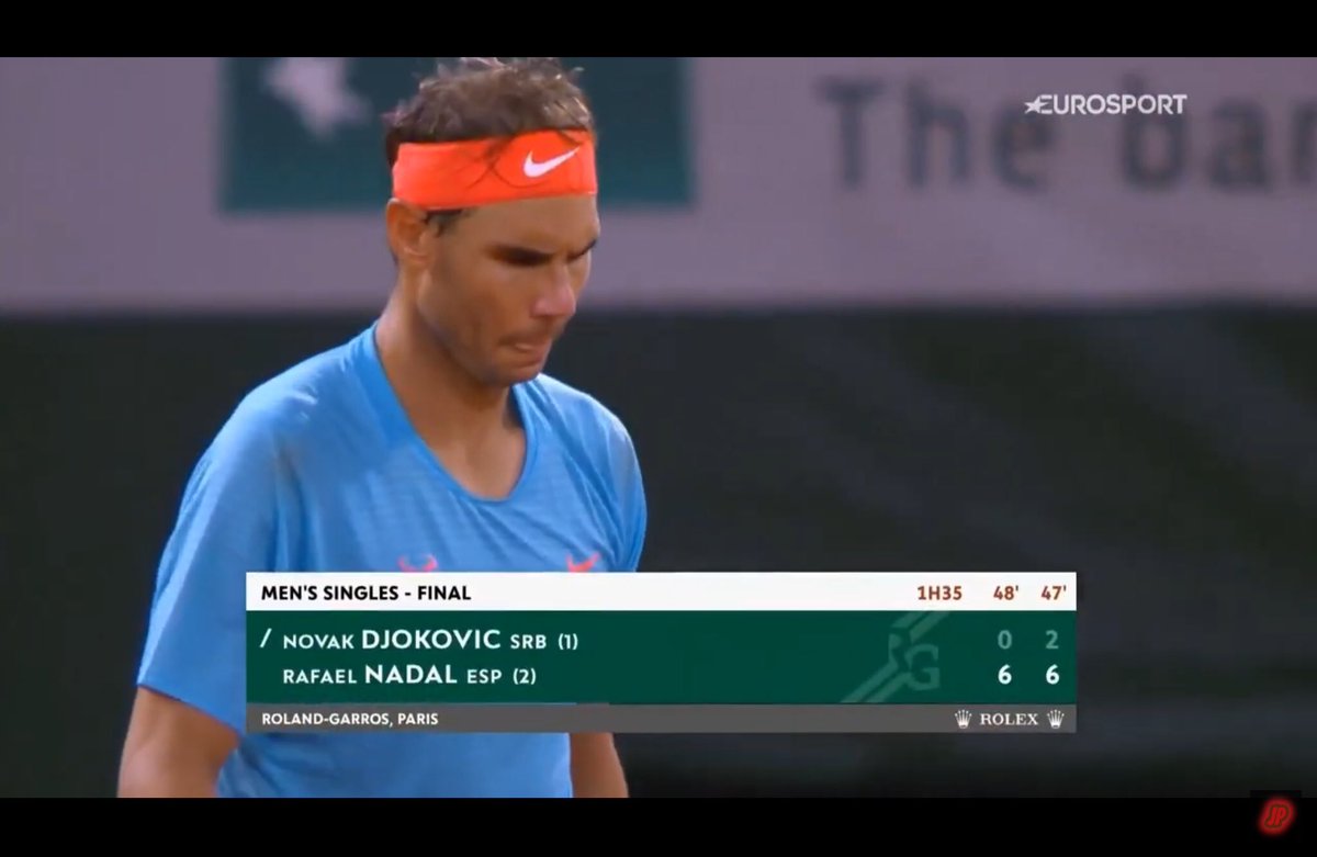 LoliLondon's tweet photo. 2nd set Rafa !
This was like a ‘murder scene’ this final🧐

I do not understand what Goran,who never passed by RG QFs in 3attempts&amp;Boris who also never passed by SFs in 3attempts,too are talking about! What do they KNOW about clay?

‘AO run may impact Rafa RG2021’ REALLY?
#RG2020 https://t.co/2xiwXsb1Vh