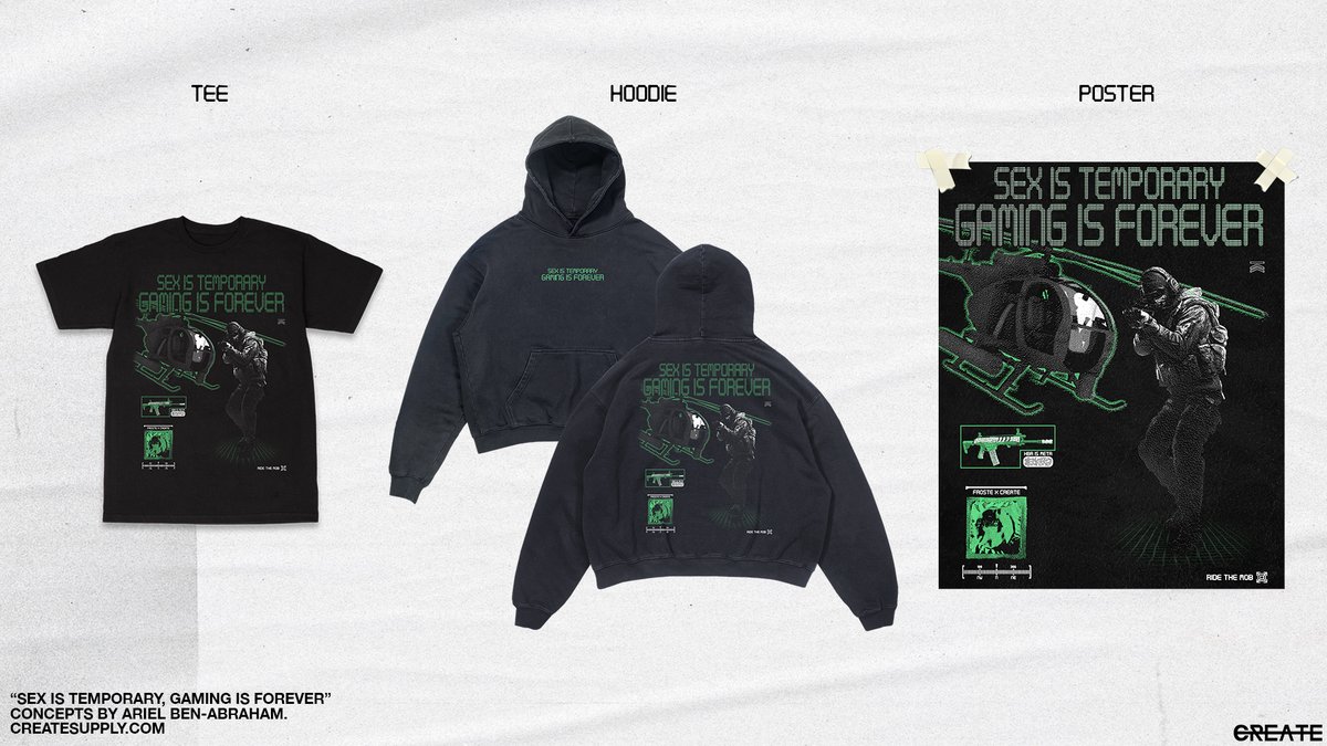 ArielCreate's tweet image. A wise man once said: "Sex is Temporary, Gaming is Forever" 💯

Concept for @Create_Supply x @Froste.

Would you cop? ♻️