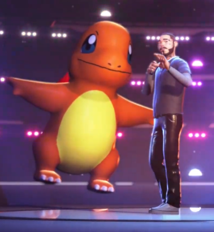 UltimaShadowX's tweet photo. CGI Post Malone next to a T-posing Charmander is the most surreal thing I'll probably see this year. https://t.co/Z8dlYpgvZQ