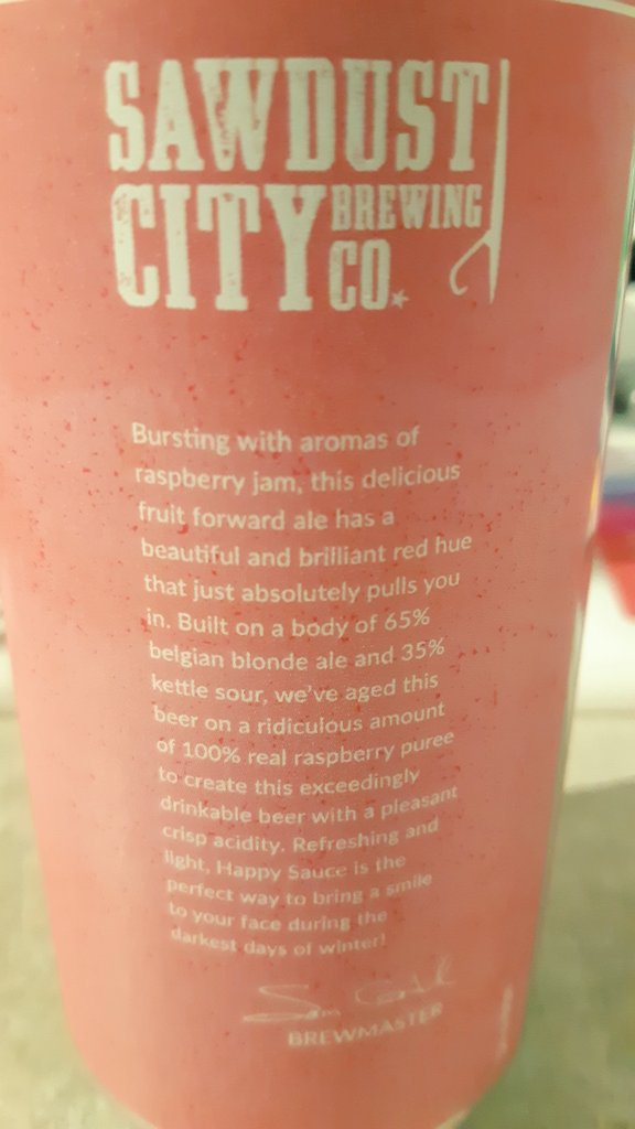 Van_Man76's tweet photo. In the style of @badhopper
@sawdustcitybeer Happy Sauce❤
Raspberry Belgian Blonde/Kettle Sour I guess? Whatever the style, it's fruity, light and fun🤪🍻
Am I the only one having a hard time reading cans? Am I getting old?
#beeroclock #CraftBeer #CANCraftBeer #CraftBeerGlass https://t.co/51XSDcBE3X