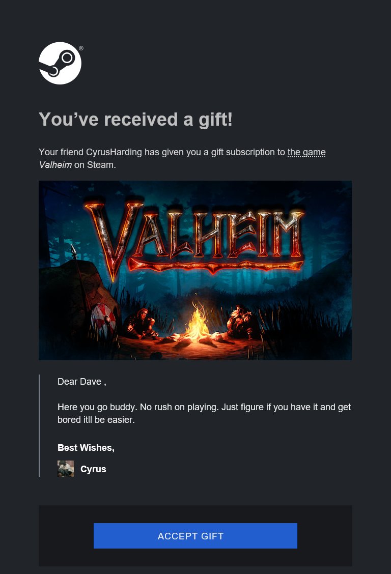 xDaveHamx's tweet photo. Just want to give a quick shoutout to HIGHImCyrus for gifting me #Valhiem on steam! Keep eyes peeled as i will be giving this a go on stream tomorrow night! Thanks again my dude! #SmallStreamersConnect #smallstreamer #HamSquad #HamTeam #xDaveHamx https://t.co/xtvHDUpwDW