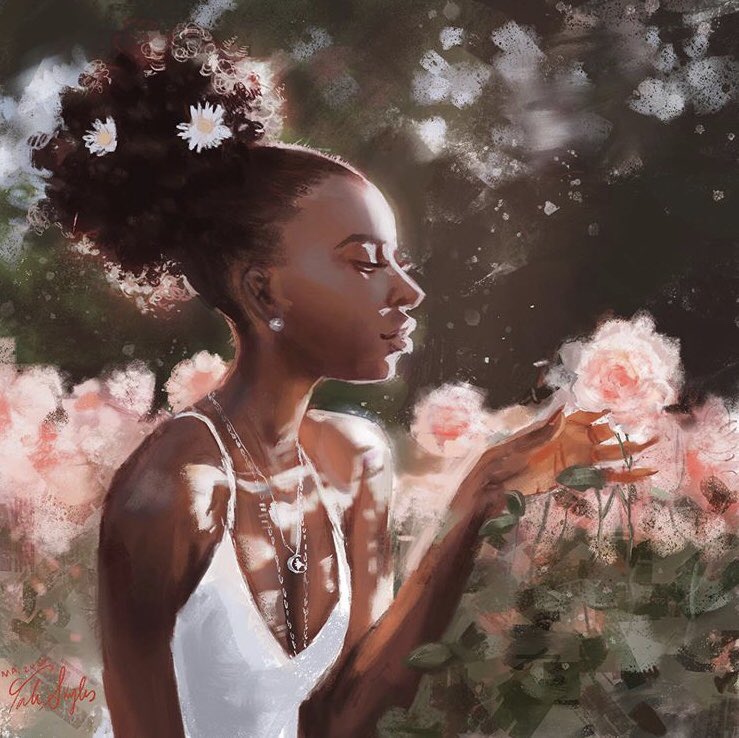 hi #drawingwhileblack ! I’m Talia, a black artist in the DC area. I love painting portraits that explore color, light, and emotion ✨💫 

🌟IG: Instagram.com/saphiraas