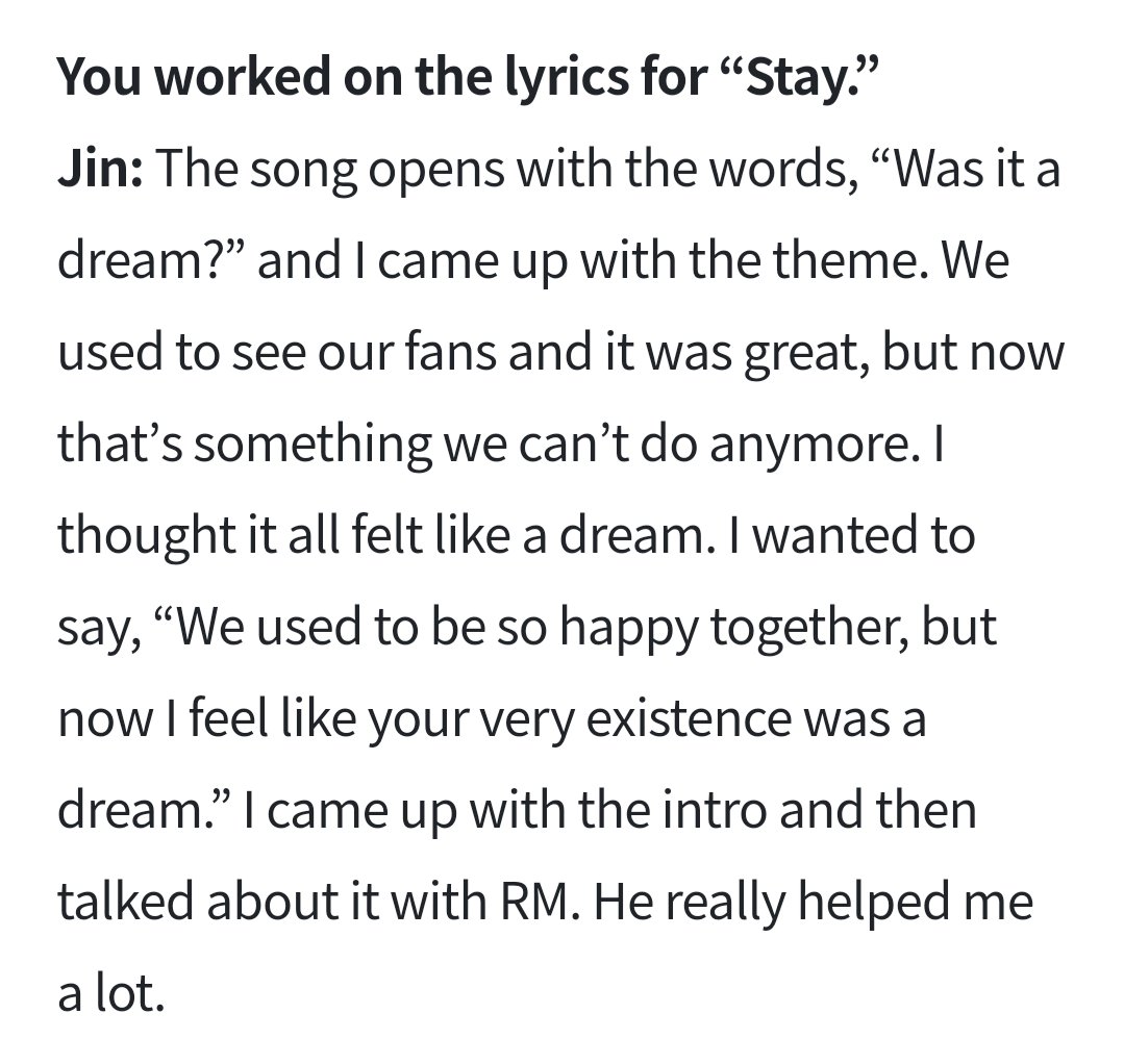 When he talked about how Namjoon helped him in writing the intro of Stay on Weverse Magazine