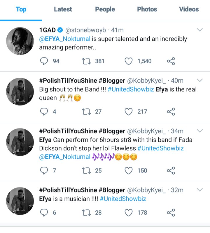 HannahElorm's tweet photo. Efya as populary called from the Ghana's music industry rocks the stage of United showbiz on UTV and gets crowned as a legend on social media. @kodwoboateng @TDzineku @AnastasiaAcquah https://t.co/3iiZwI0bxG