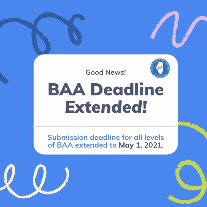 Good news! The BAA deadline has been extended for all four levels to MAY 1, 2021. Please disregard the March deadline. This is a great opportunity to continue/finish your activities!