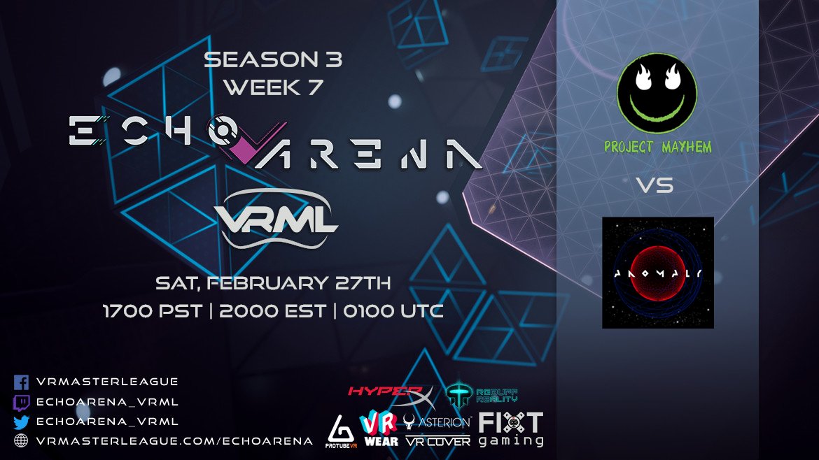 EAProjectMayhem's tweet image. got game today at 8EST5PST vs the lightning fast Anomaly. We also got WAY outvoted on the Connoisseur vote. Come support!
twitch.tv/EchoArena_VRML