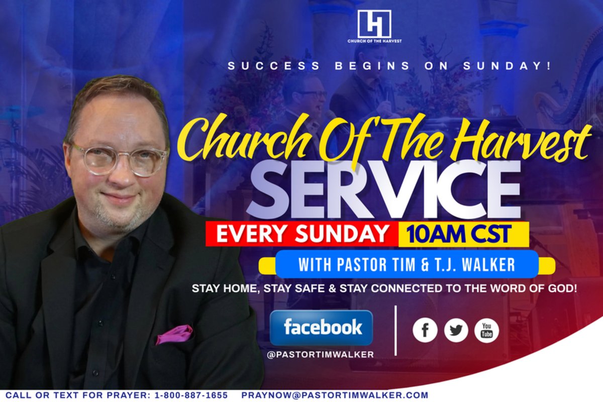 WordMedia's tweet photo. Don't miss our virtual online service!
#StayHome #StaySafe #StayConnected
Every SUNDAY at 10am!
"SUCCESS BEGINS ON SUNDAY!"
#CHURCHOFTHEHARVEST
#TheGatheringofChampions
#PastorTimWalker @wordmedia @TJWMinistries
#fathersonorder #thepowerof2 https://t.co/h4NwTnnK36