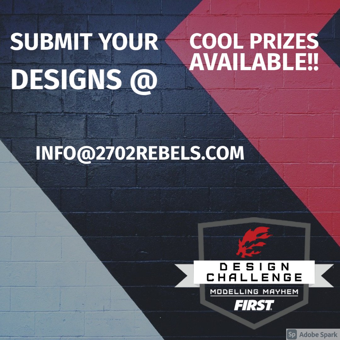 frc2702's tweet image. Hey everyone! Remember that submissions for Modelling Mayhem are due by April 11th. Be sure to join this fun challenge where you can learn all about CAD. We have Lego, Merch and more up for grabs for our top submissions!
#OMGRobots #spreadingGP #2702Rebels #LEGO #tinkercad