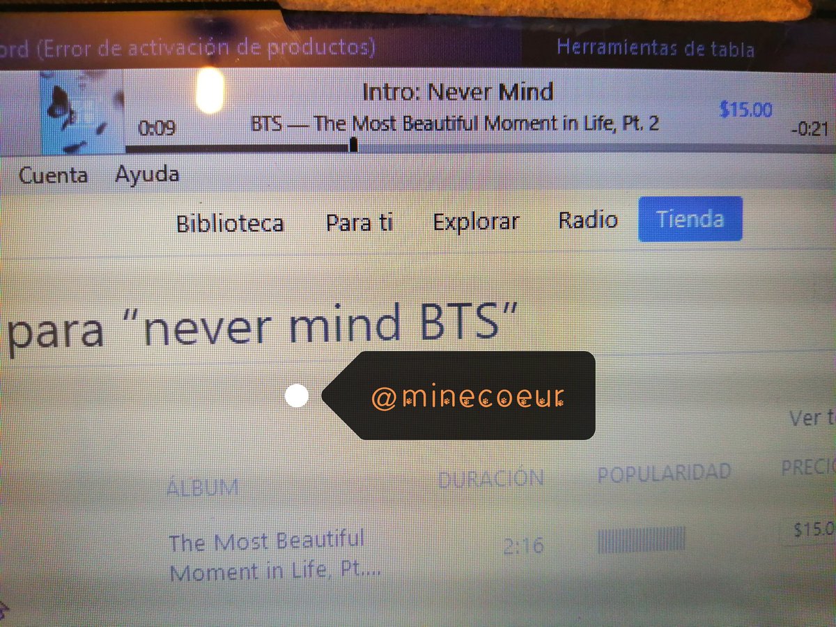 minecoeur's tweet photo. Tarde, pero muy seguro!
Aquí dejo mi capruta de pantalla de la canción #NeverMindMx esta canción me trae recuerdos! 💜 💜 💜
Gracias por estos proyectos para apoyar a los chicos 😍
@MxMinSuga y @YoongiMexico https://t.co/eC45JyhaH0