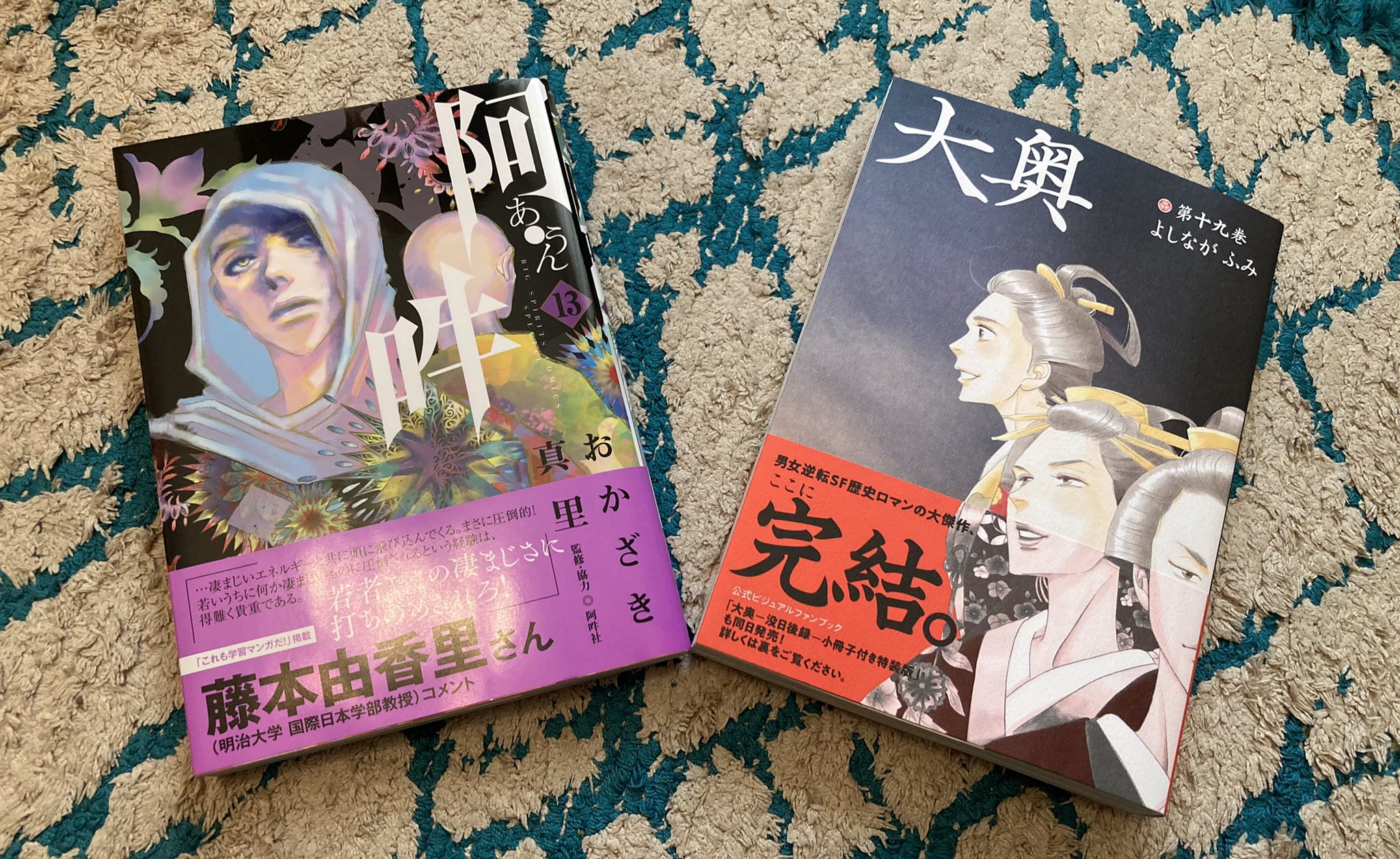 おむすび 阿吽の13巻 発売日に買うのを失念していて 本屋さんを4軒回ってようやく買えたー そして 大奥も完結かぁ 感慨深いな どちらとも思い入れがありすぎるので 読むのがもったいなく感じる 当たり前だけど 読んだら終わっちゃう それは寂しい