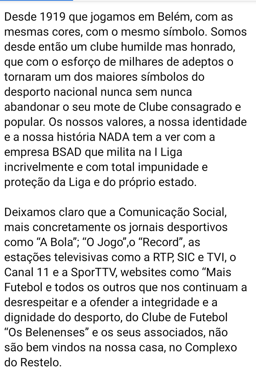 Furiaazul1984's tweet photo. Comunicado Fúria Azul.
"Não nos vao calar, não vamos parar de lutar e muito menos ficar de braços cruzados enquanto não existir justiça e respeito por nós, pelo Clube de Futebol "Os Belenenses".
#oBelenensesédossocios #tweetpastel 
#Belenenses https://t.co/B6ru15ti4K