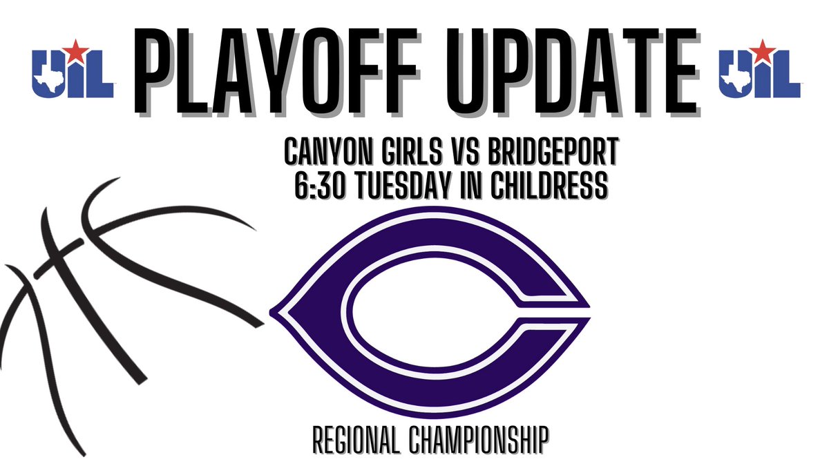 CanyonAthDept's tweet image. REGIONAL FINAL-Tuesday 6:30 in Childress vs Bridgeport.  Ticket info released tomorrow @PressPassSports @CBrakebill @KVIIsportsguy @lancelahnert @DavidGayNews @Tim_Ritter_24 @tate_lombard @CanyonISD