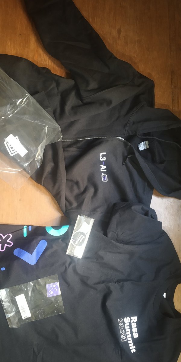 kiranbeethoju's tweet photo. I got Awesome Rasa swag From Rasa merchandise
#Rasa @Rasa_HQ #rasaSummit2021
#bots #botframework #OpenSource #aichatbot #chatbot #rasabots https://t.co/x6jHe3nHe6