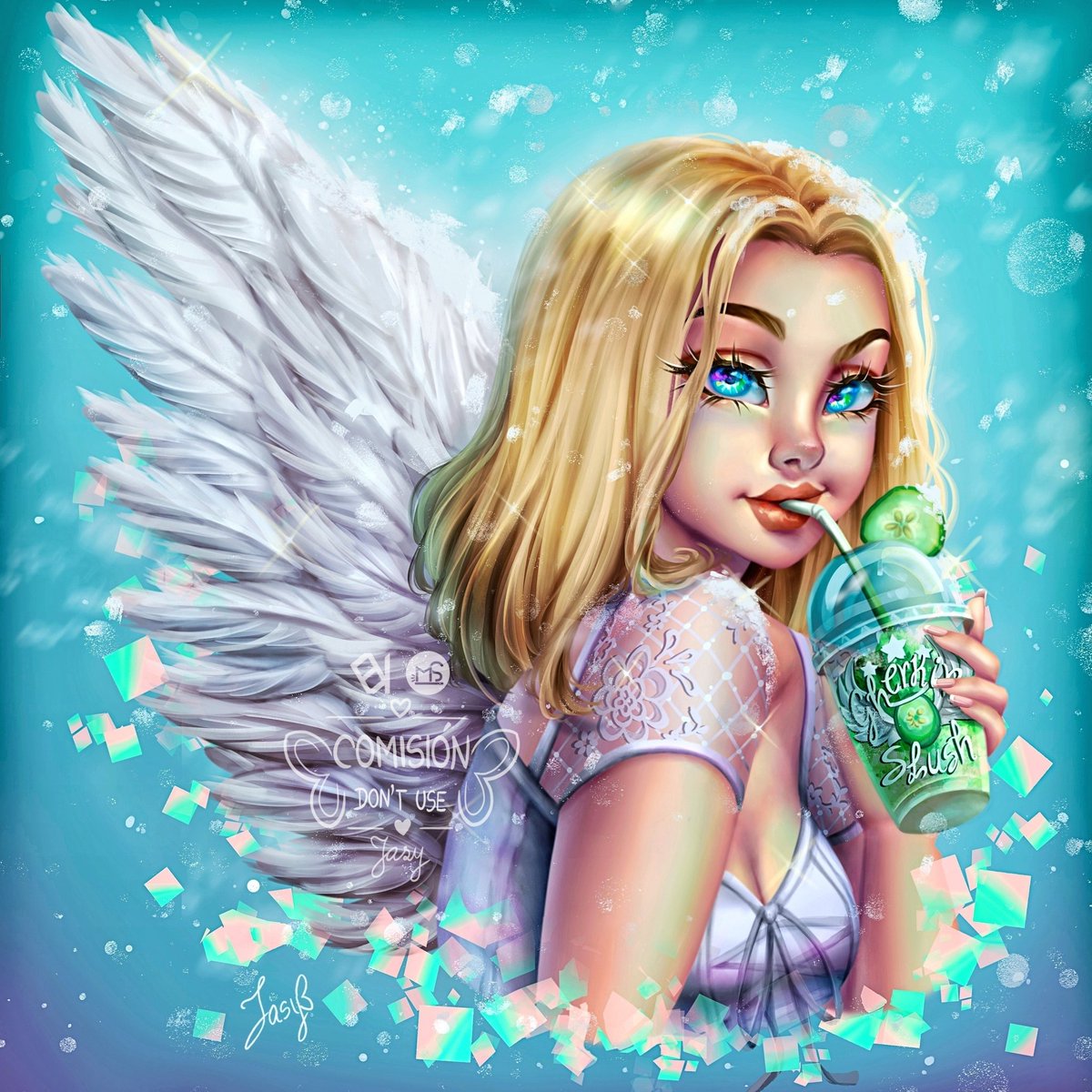 MiushuStudios's tweet photo. ¡OMG!
We love this new #commission made by our #artist #Jasy. Isn't it super beautiful? 😍
Suddenly feeling like drinking some #juice, don't you?
#commissionopen #angel #semirealisticdrawing https://t.co/gpEEit0kiZ
