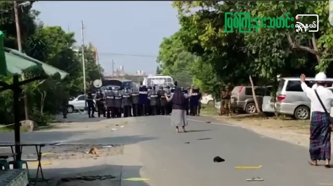 #Myanmar police took physical action to disperse protesters in northern #Kachin capital #Myitkyina earlier prompting Catholic sister/nun to plead for restraint and an end to all the violent confrontations. Pics from local kachin media #WhatsHappeningInMyanmar