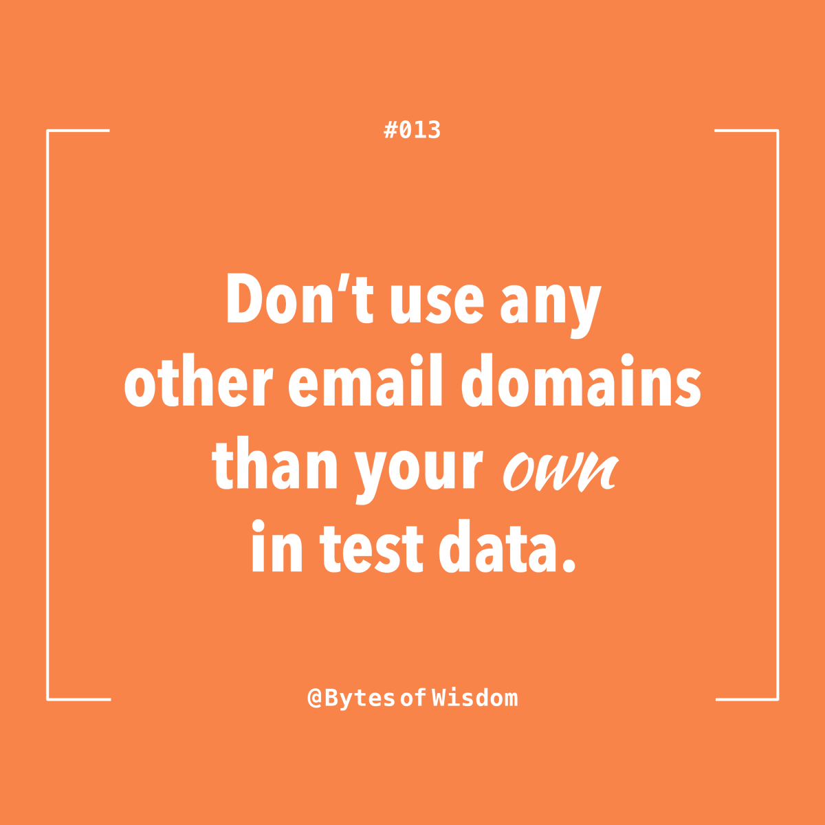 samjarman's tweet photo. Don't use any other email domains than your own in test data #BytesOfWisdom https://t.co/ZS5l7130Sn https://t.co/O1hOx7K17p