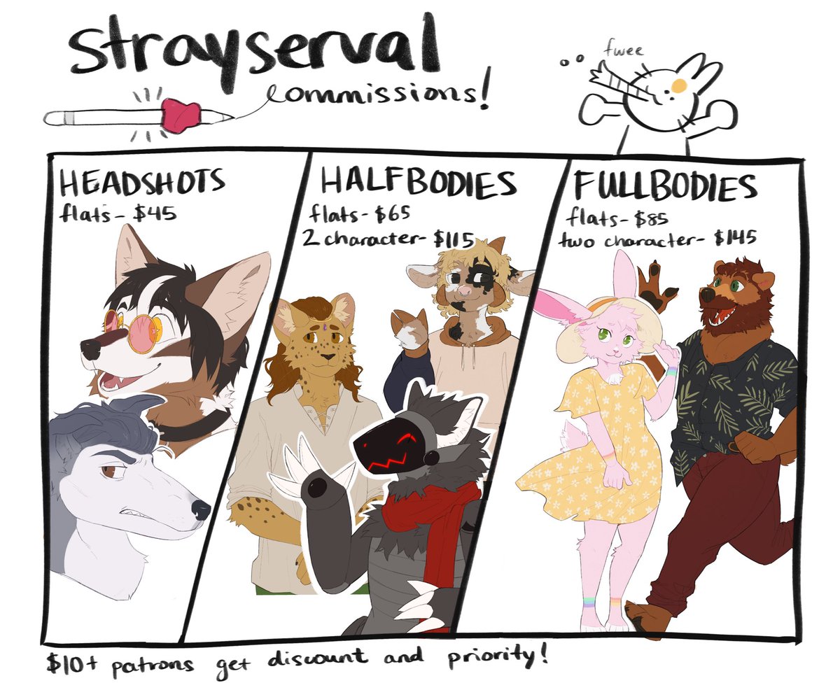? comm form for march is open! ?
taking new comms for march completion! taking lines and sketch comms, form will be linked in reply, will close on 3/2
ALSO i adjusted some pricing and stuff on my tos! increased some prices and a new rule for extras + refless chars