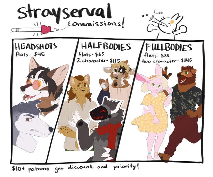 ? comm form for march is open! ?

taking new comms for march completion! taking lines and sketch comms, form will be linked in reply, will close on 3/2

ALSO i adjusted some pricing and stuff on my tos! increased some prices and a new rule for extras + refless chars 