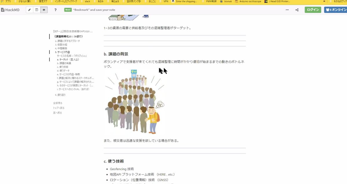 GeospatialP's tweet image. 【Geospatial Hacker&apos;s Program 2020 西日本技術者向け実践研修】次はBチームの「ボラプッシュ」です。被災し支援を受けたい人、支援してあげたい人、自治体・自衛隊その他外部組織等の復旧を管理する人を支援するサービス。#ghp2020