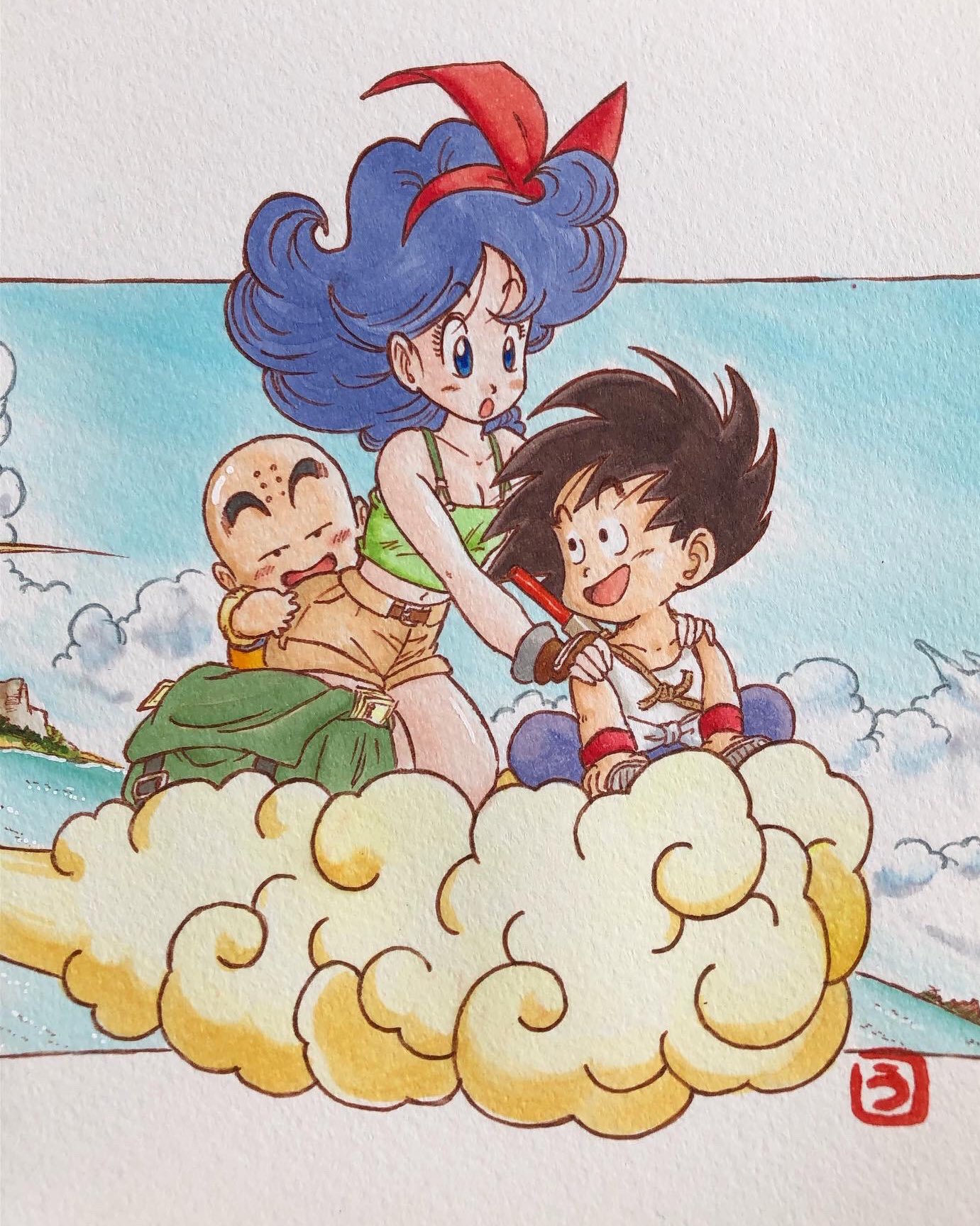 4wks ドラゴンボール 孫悟空 悟空 少年悟空 孫悟空イラスト クリリン 悟空とクリリン ランチ ドラゴンボールイラスト 鳥山明 鳥山明リスペクト コピック コピックイラスト お絵描き 模写 Copic Illustration Manga Dragonball