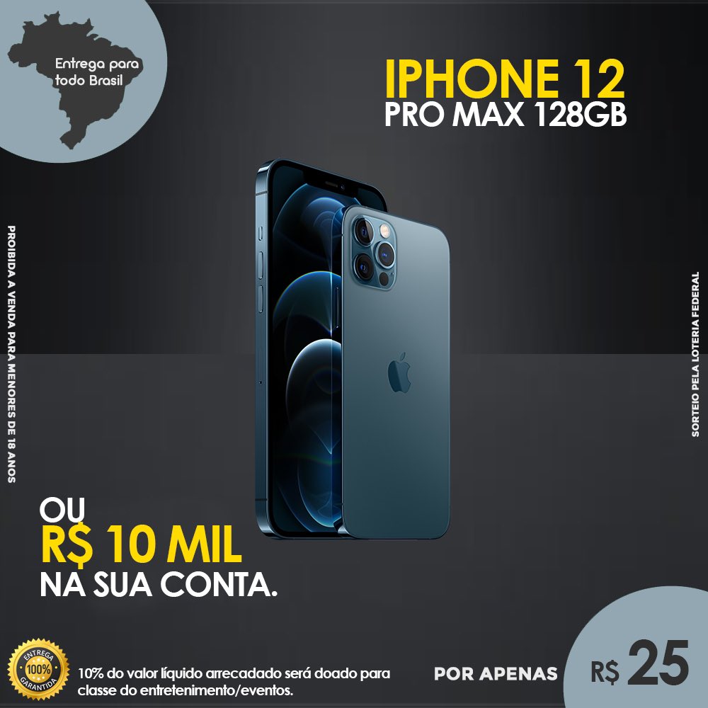 rifaiphone12pro's tweet photo. Você de iPhone 12 Pro Max - 128gb na mão ou R$10MIL na conta, a escolha é sua!

• Link para escolher os seus números/cotas: https://t.co/Bnt2Bjt9Bd https://t.co/7mBqWf47gU