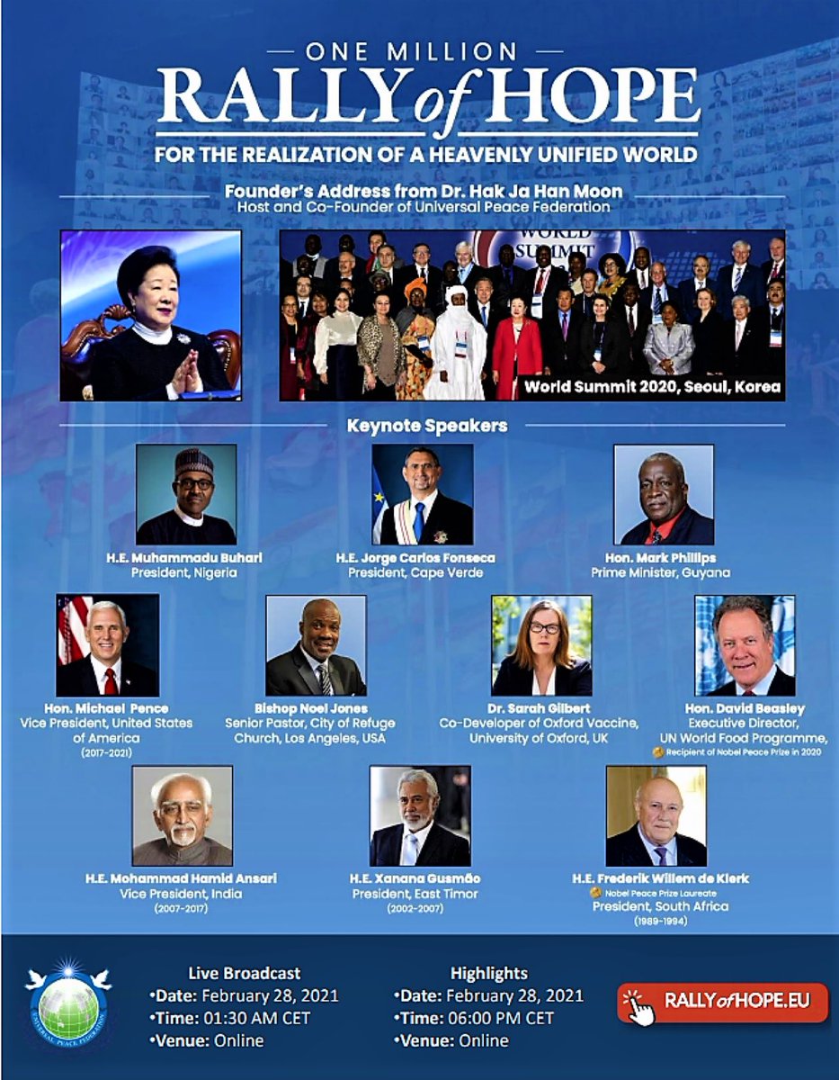 5th #rallyofhope LIVE, with so many righteous peace loving citizens from around the world. We are all equal members of one family under God, our Heavenly Parent. Watch again today at 6pm CET at rallyofhope.eu