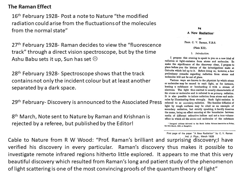 Greetings of the National Science Day to all.  The day is to commorate achievements of Science in the society.  On 28th February 1928, CV Raman announced the discovery of Raman effect, today we remember those moments that led to the discovery.

May Science be with us all.