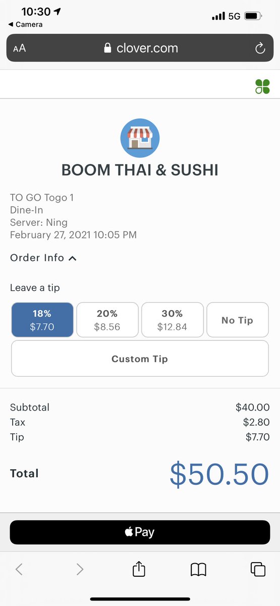 First time using $clov for payment for me. Paid with $aapl pay, no wallet like usual for me lately. Will be interesting to see how many more merchants they gain in this competitive market #fintech https://t.co/KKjHcagA2X