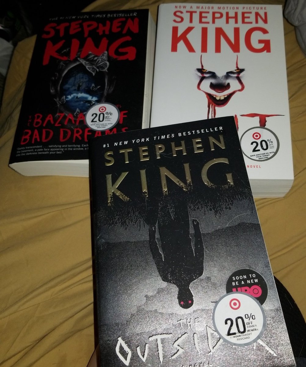 Karisma61789039's tweet photo. I treated myself to some new hardware today since I reread into the ground, 7th copy of 'IT' (I'm on 14th copy of Delores Claiborne) but I'm excited to read the two I haven't yet! @StephenKing is the best at keeping a mind busy with wondering (wundering?) What's next!! https://t.co/ozNJMdqtTp