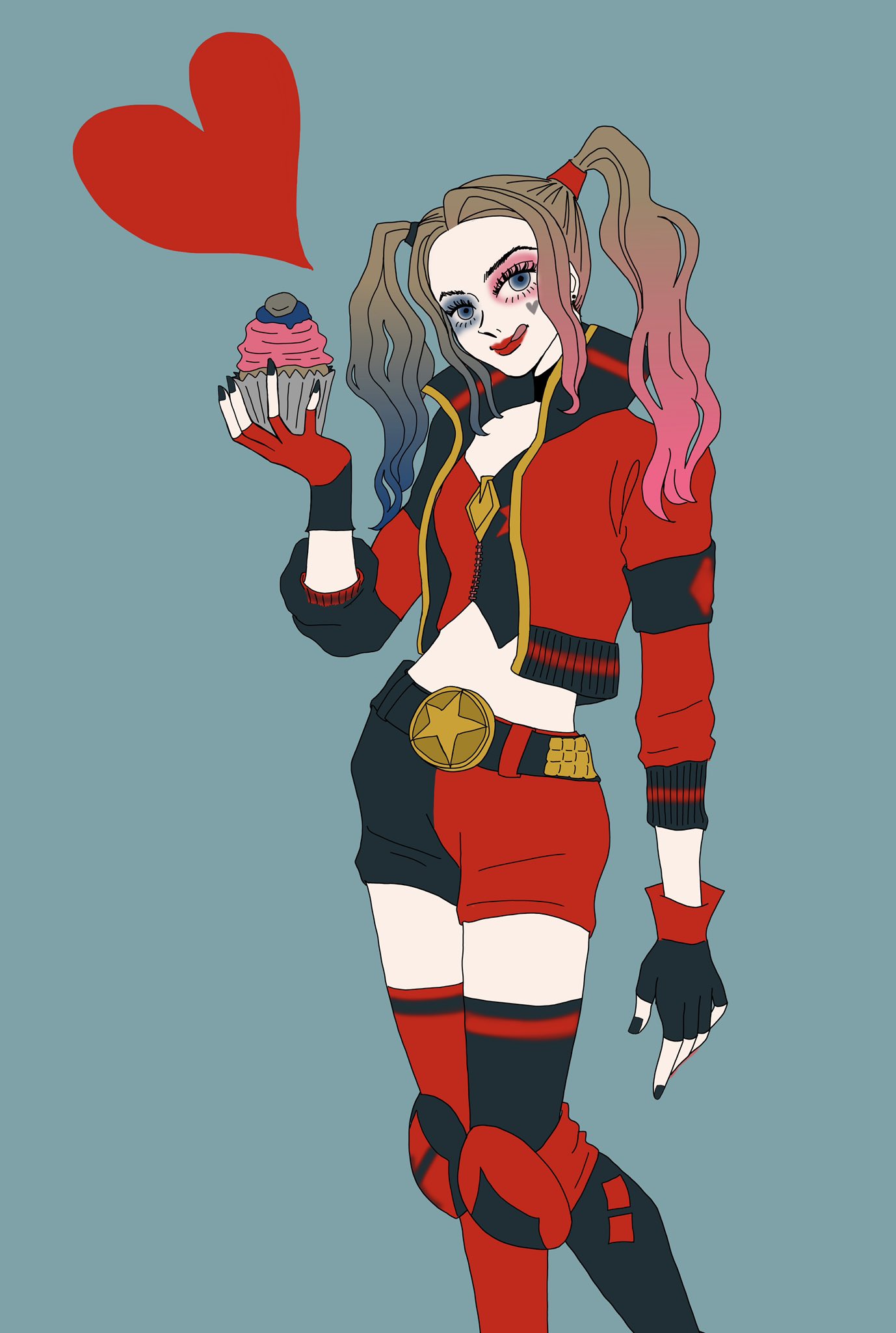 Kedama 赤黒ハーレイちゃん可愛い 楽しみです 銃描くの苦手なのでスイーツ持たせた ハーレイクイン フォートナイトイラスト T Co Naniar8cbl Twitter