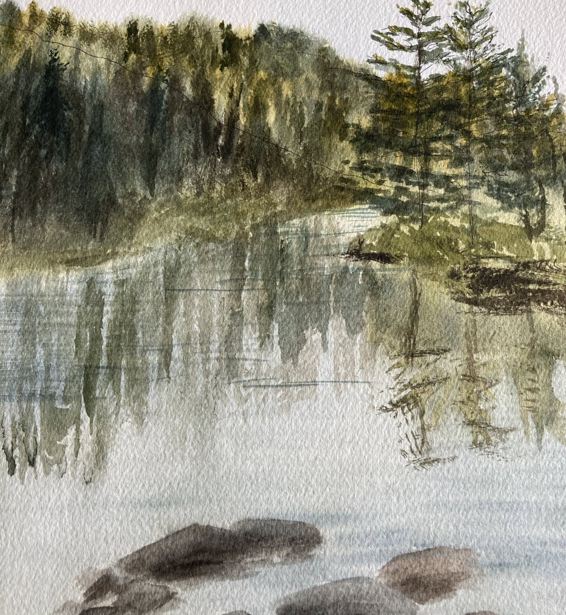 The Upper Hudson. #watercolorpainting #watercolorart #watercolors #rivers #HudsonRiver #landscapepainting #ArtistOnTwitter