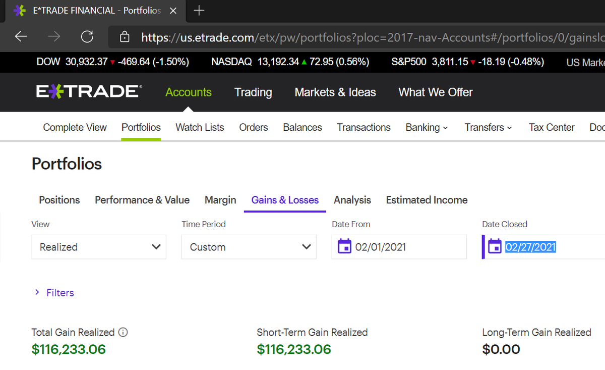 +$116K haul for the month of February. I'm pretty sure the bulk of these gains came from the run up of $PLTR to earnings. Obv, not every month is this good, but I'll take it.