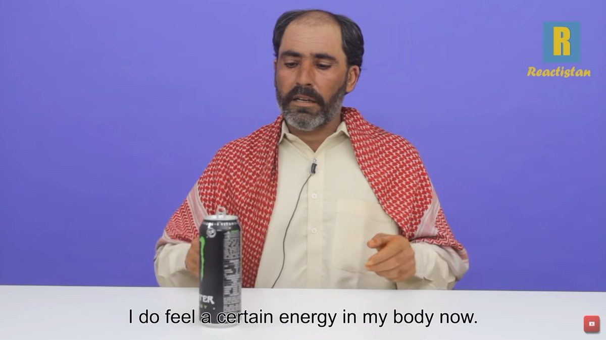 Pakistani tribesman tries monster energy drink for the first time