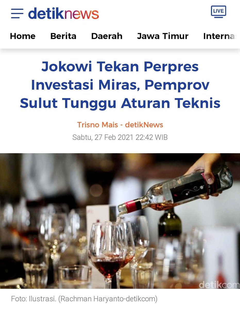 NurlelySiregar's tweet photo. 2013. Gugatan FPI dikabulkan. Keppres Miras dibatalkan. 
2020. Desember. FPI dibubarkan. 
2021. Investasi Miras. Kearifan lokal? 

Just sharing. https://t.co/77PoTbKNkI