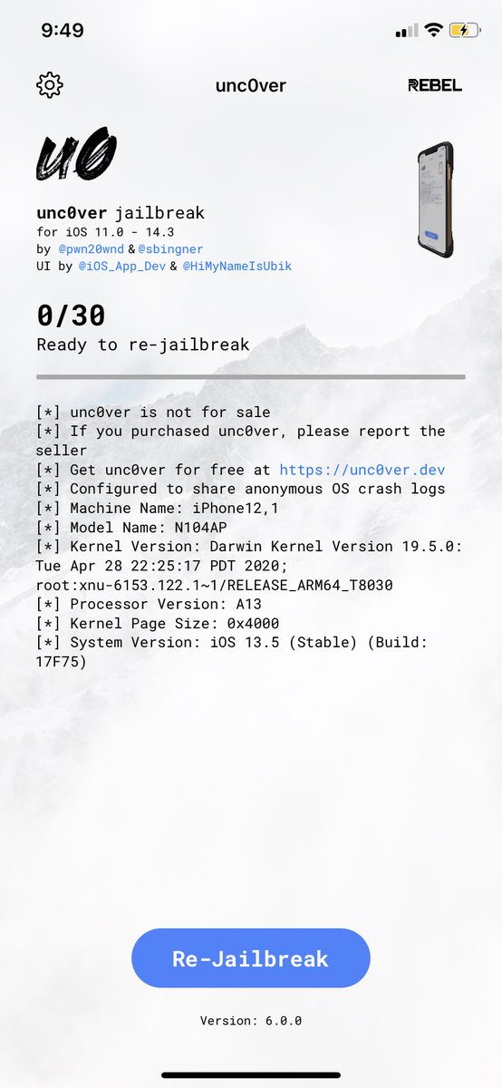 U04SX's tweet photo. 🔥Get unc0ver v6.0.0 Without a computer🔥

App updated with a new certificate
Please download before it revoked.
👇👇👇
https://t.co/bE5jxtYU2A
#unc0ver #jailbreak #u04S #tutubox https://t.co/KPNhGgH0mc